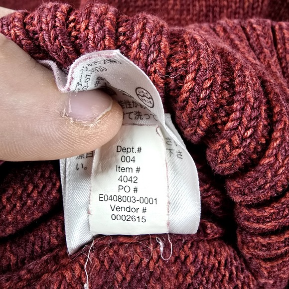 Eddie‎ Bauer Men M Red Burgundy Heather Pullover Sweater Quarter Zip Leather Zip - Picture 8 of 12